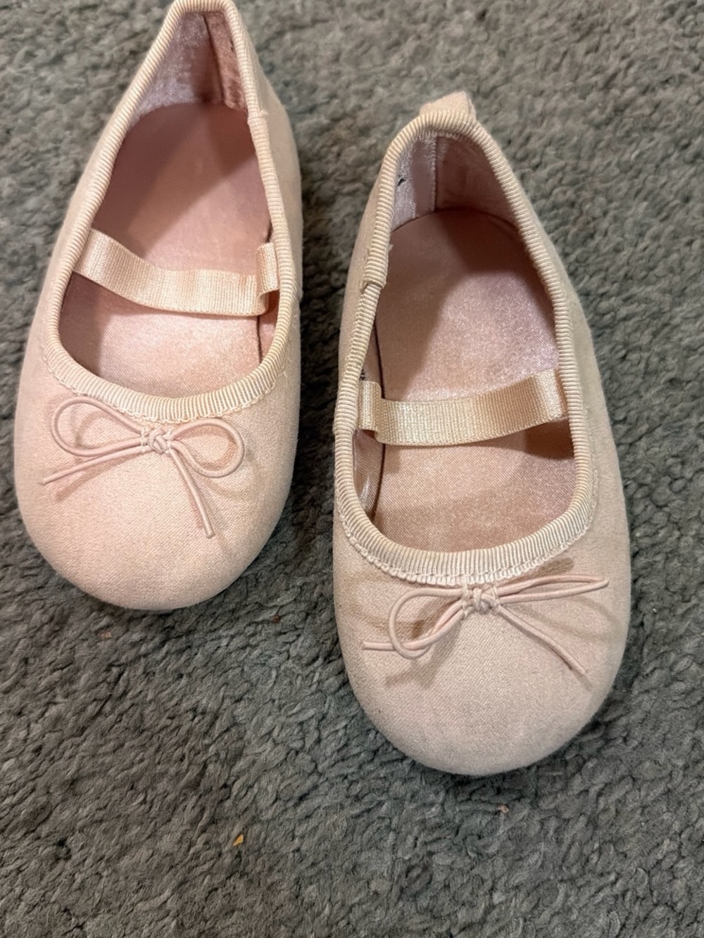 H&M Light Pink Ballet Flats with Bow and Elastic Strap